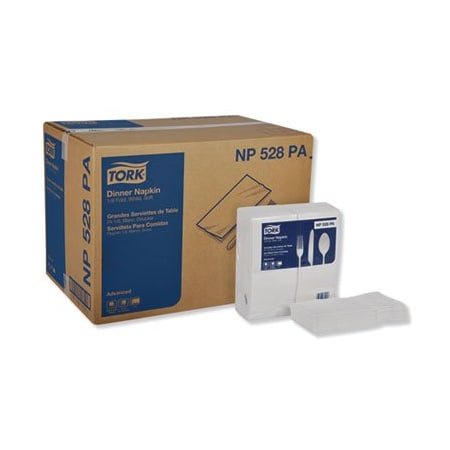 Tork Tork, ADVANCED DINNER NAPKINS, 2-PLY, 15in X 17in, 1/8 FOLD, WHITE, 28PK NP528PA